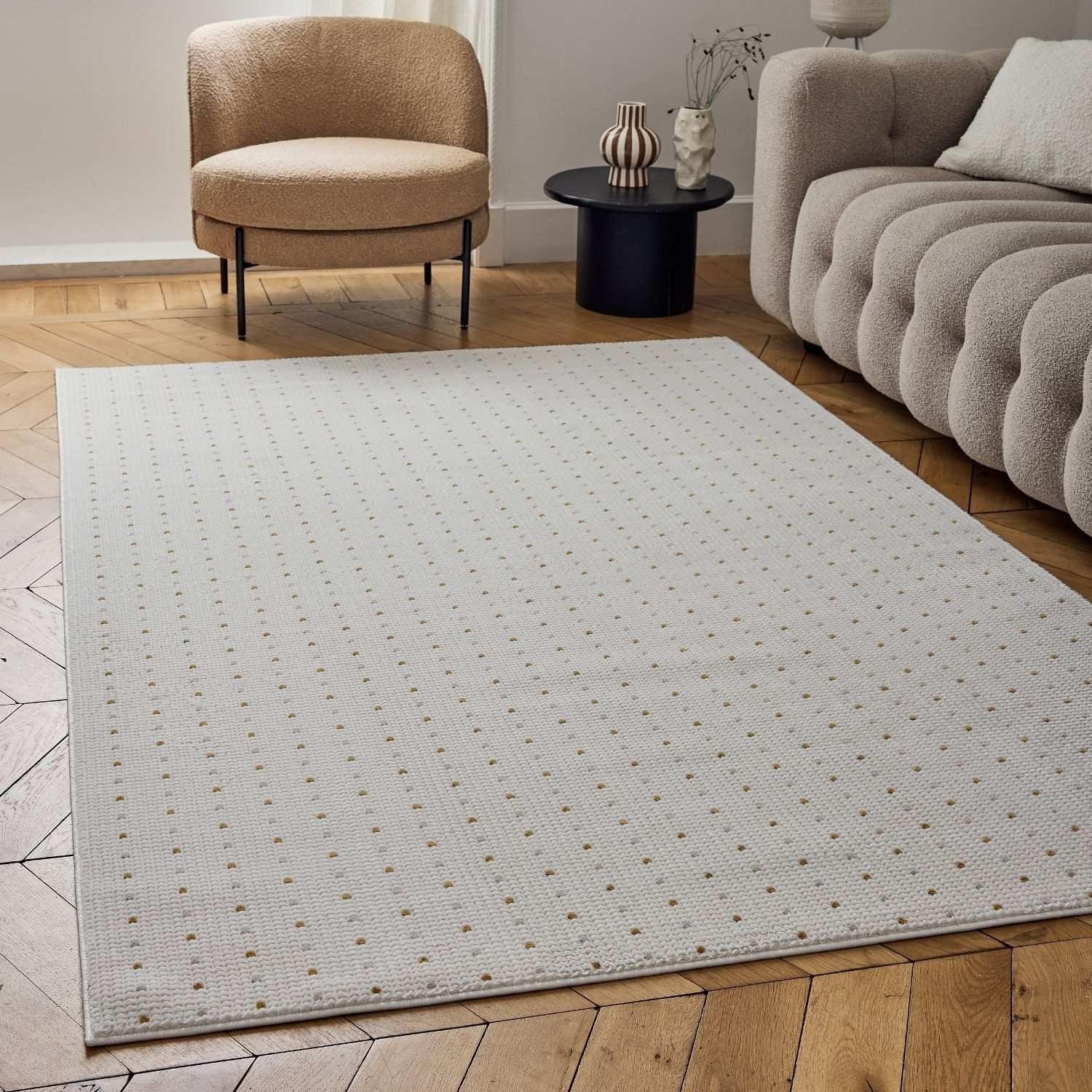 Carmel Cream-Gold Dots Rug | 6080 - Image 9