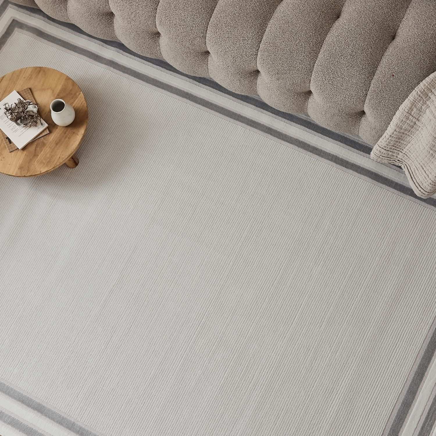 Carmel Cream-Grey Bordered Rug | 6060 - Image 6