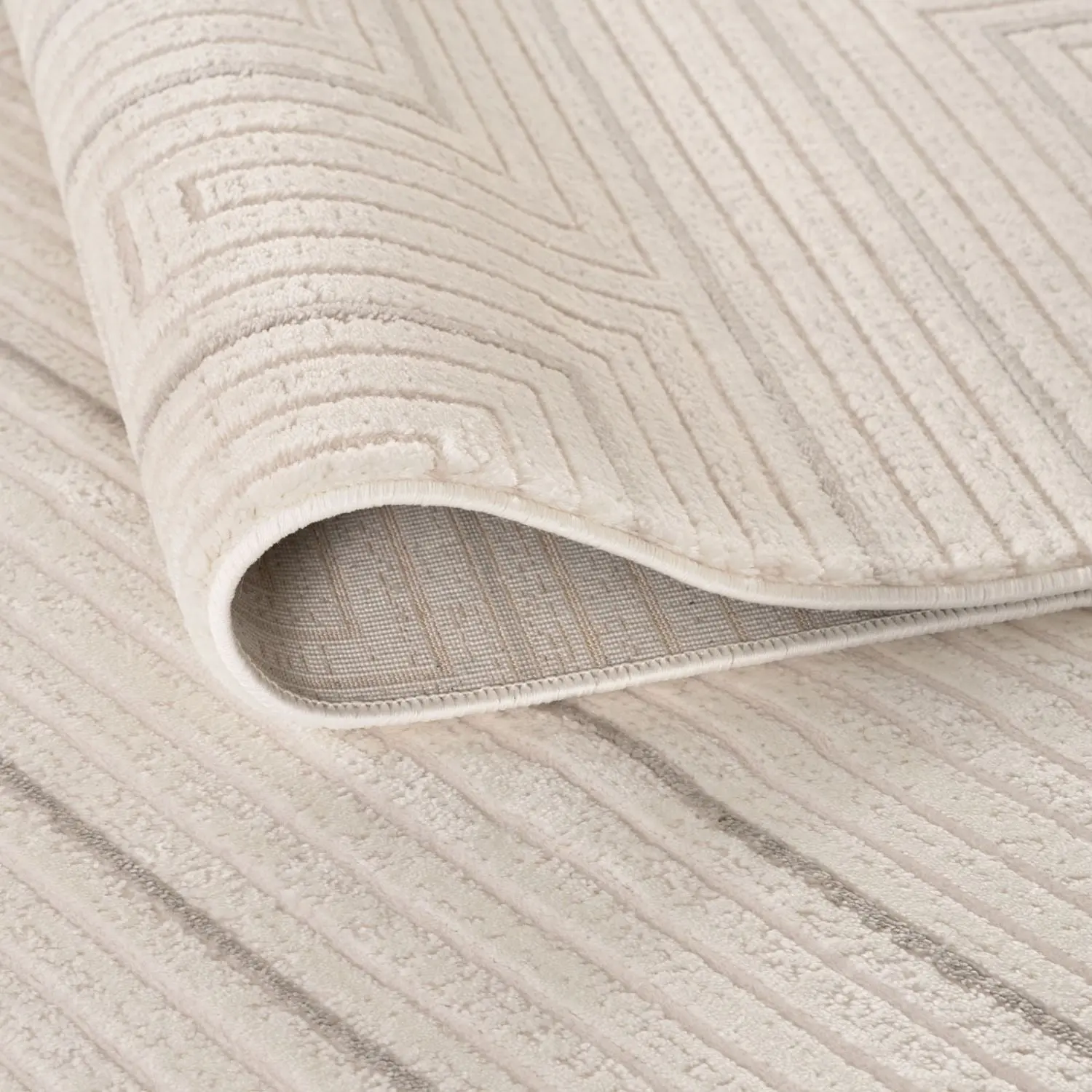 Carmel Cream-Grey Geometric Rug | 6040 - Image 3