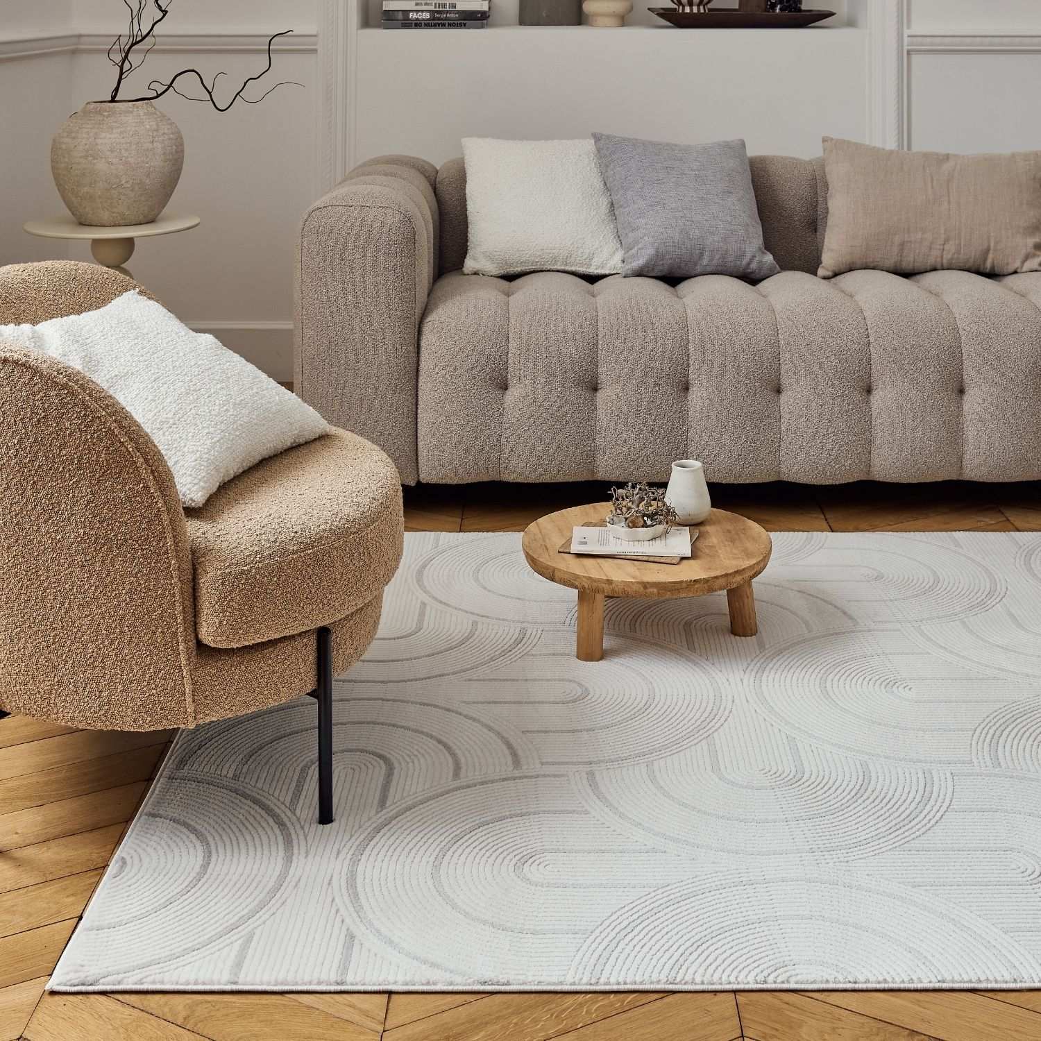 Carmel Cream-Grey Geometric Rug | 6070 - Image 9