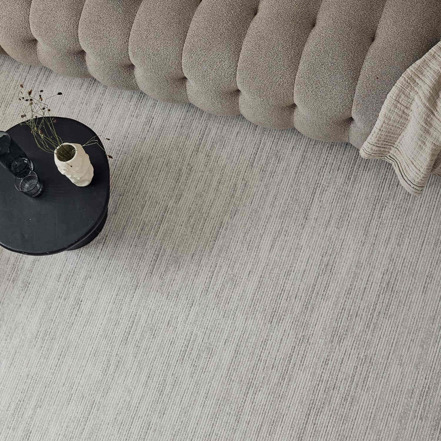 Carmel Cream-Grey Striped Rug | 6010 - Image 6