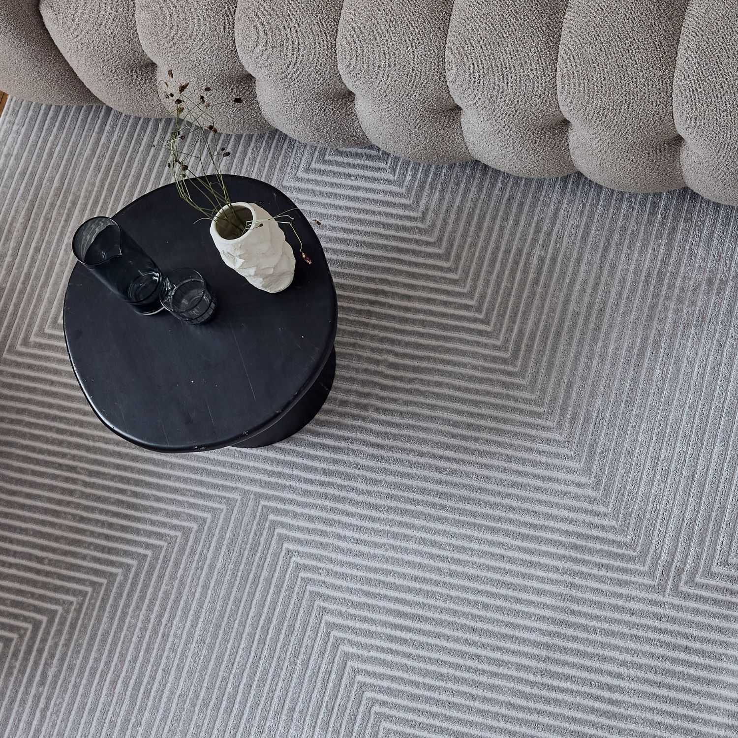 Carmel Grey-Cream Geometric Rug | 6050 - Image 6