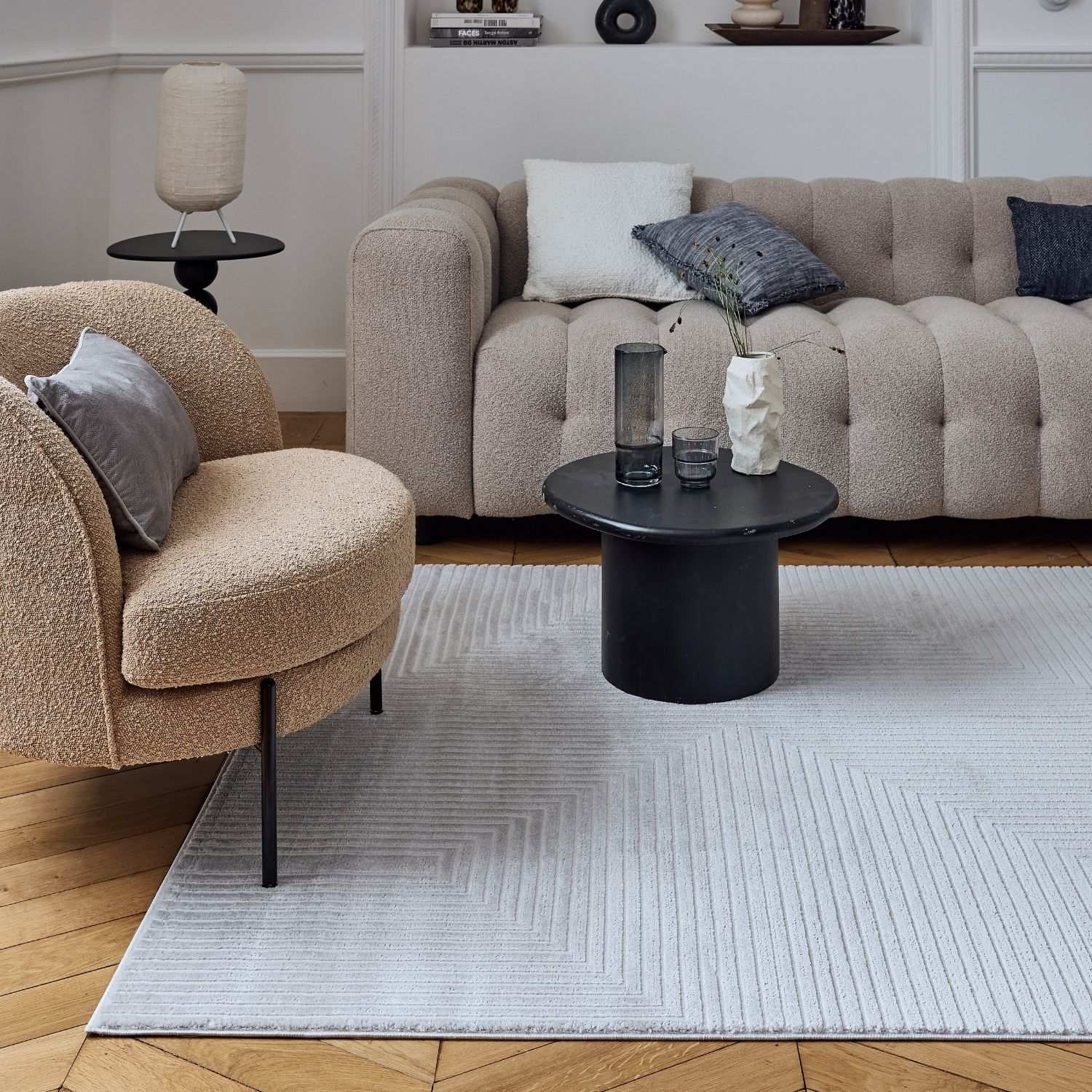 Carmel Grey-Cream Geometric Rug | 6050 - Image 9