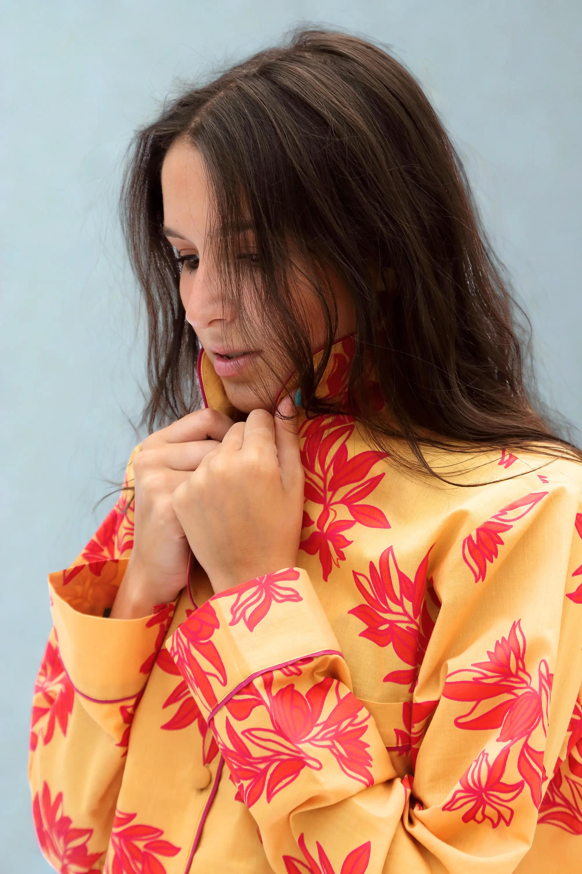 Cartagena Long Sleeve Organic Cotton Pyjama Set – Yellow and Pink Print - Image 5