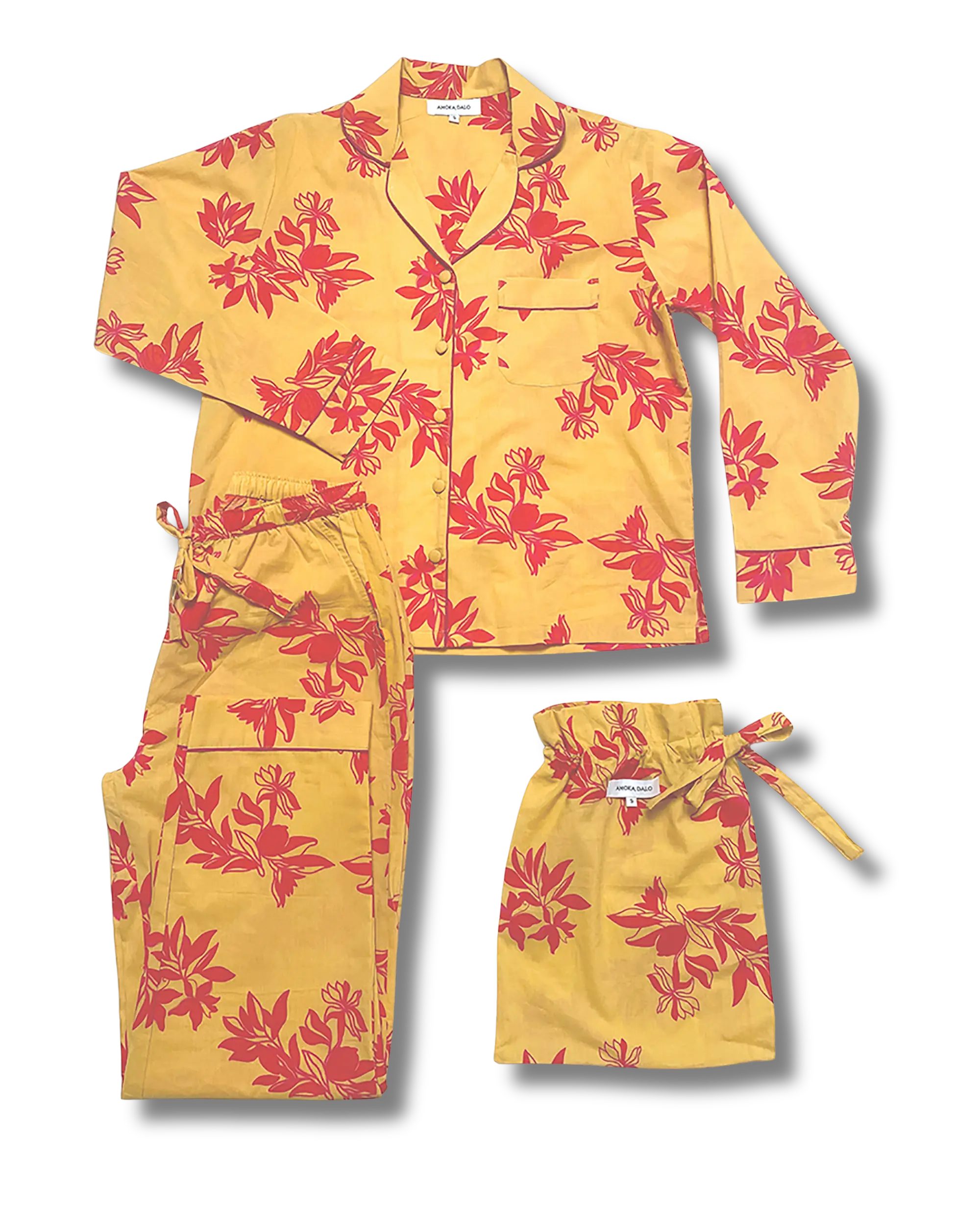 Cartagena Long Sleeve Organic Cotton Pyjama Set – Yellow and Pink Print - Image 6