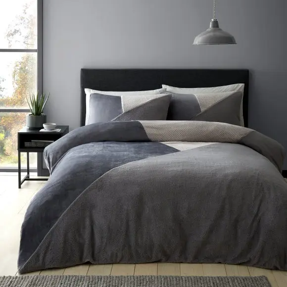 Catherine Lansfield Cosy Larsson Geo Fleece Duvet Cover and Pillowcase Set