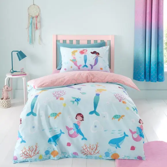 Catherine Lansfield Mermaid Reversible Duvet Cover & Pillowcase Set