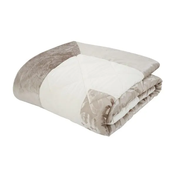 Catherine Lansfield Natural Lattice Cut Velvet Bedspread - Image 3