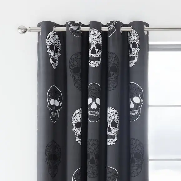 Catherine Lansfield Reversible Skulls Eyelet Curtains