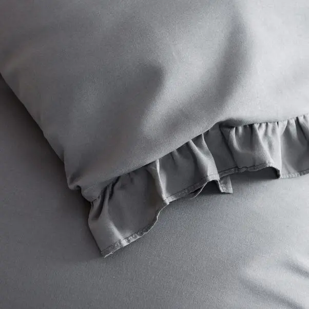 Charcoal Briona Frilled Edge Duvet Cover & Pillowcase Set - Image 4