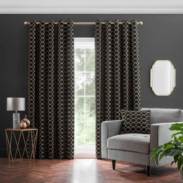 Chenille Ogee Eyelet Curtains - Image 7