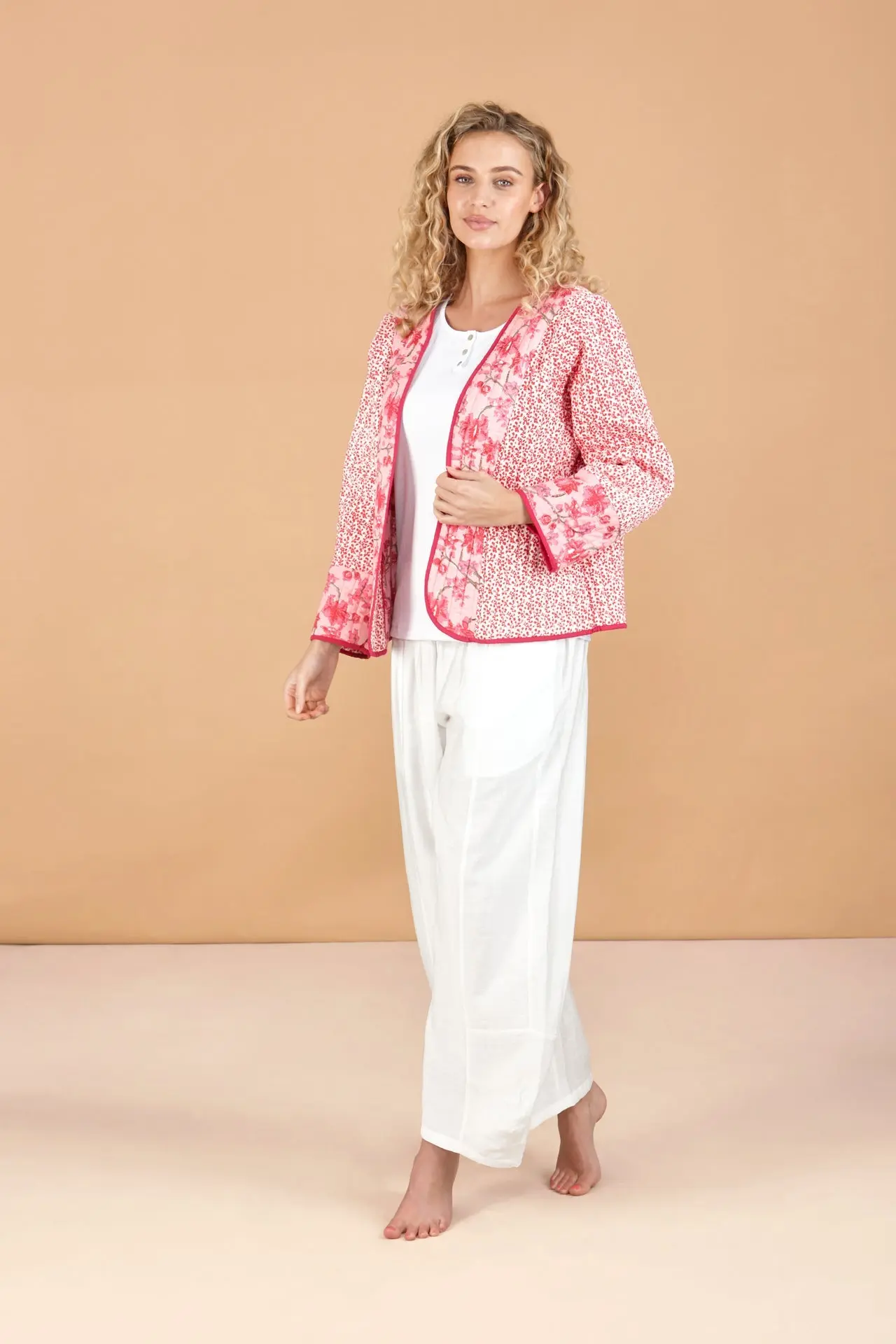 Cherry Blossom Reversible Quilted Cotton Jacket - Image 2