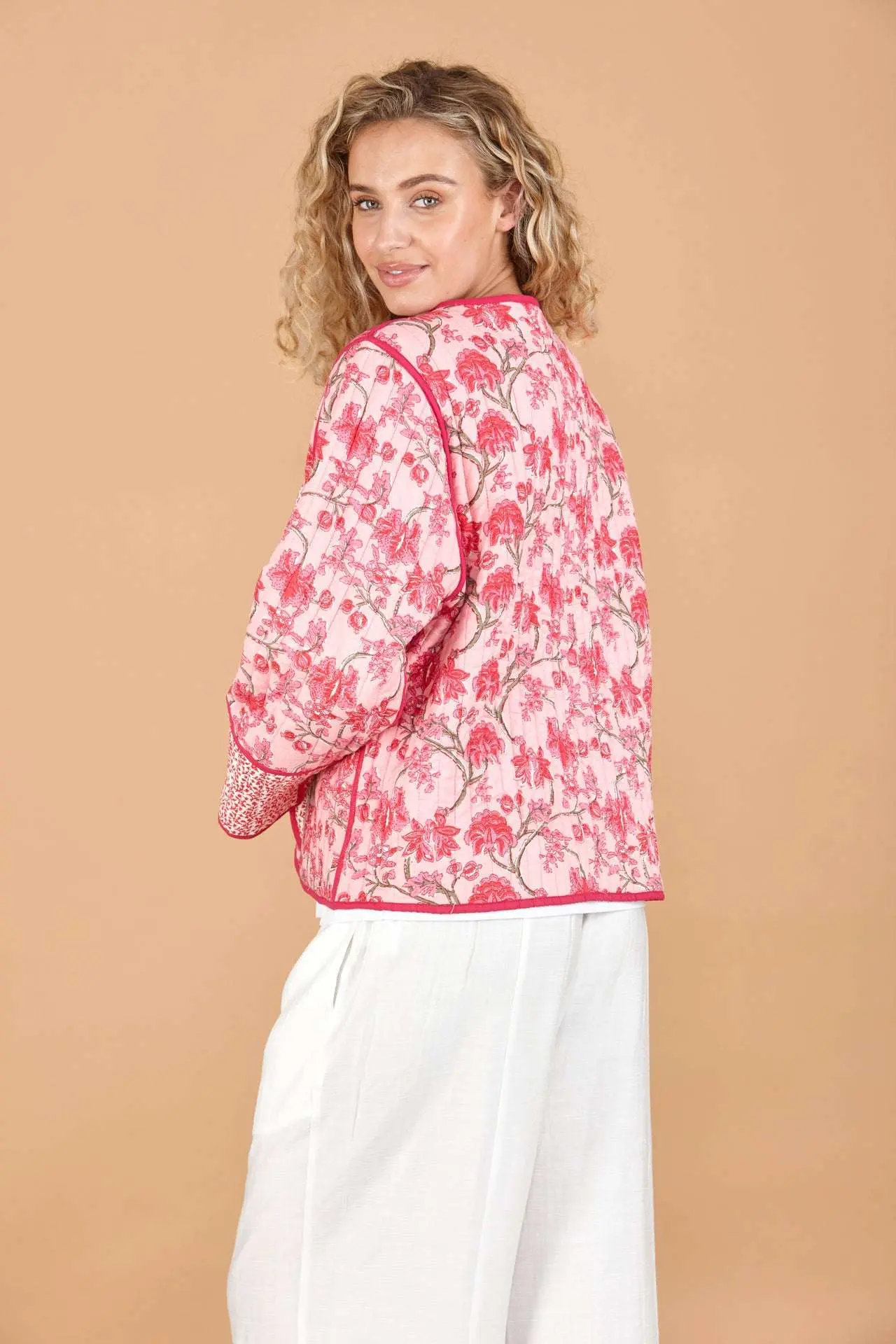Cherry Blossom Reversible Quilted Cotton Jacket - Image 3