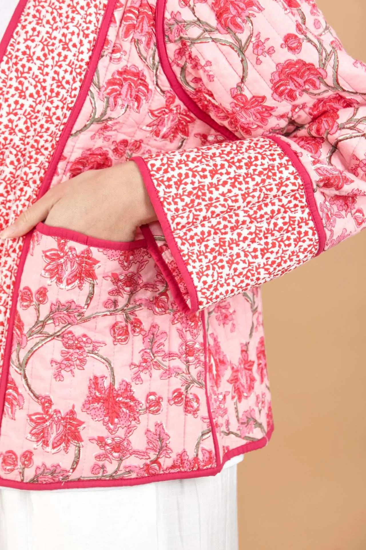 Cherry Blossom Reversible Quilted Cotton Jacket - Image 4