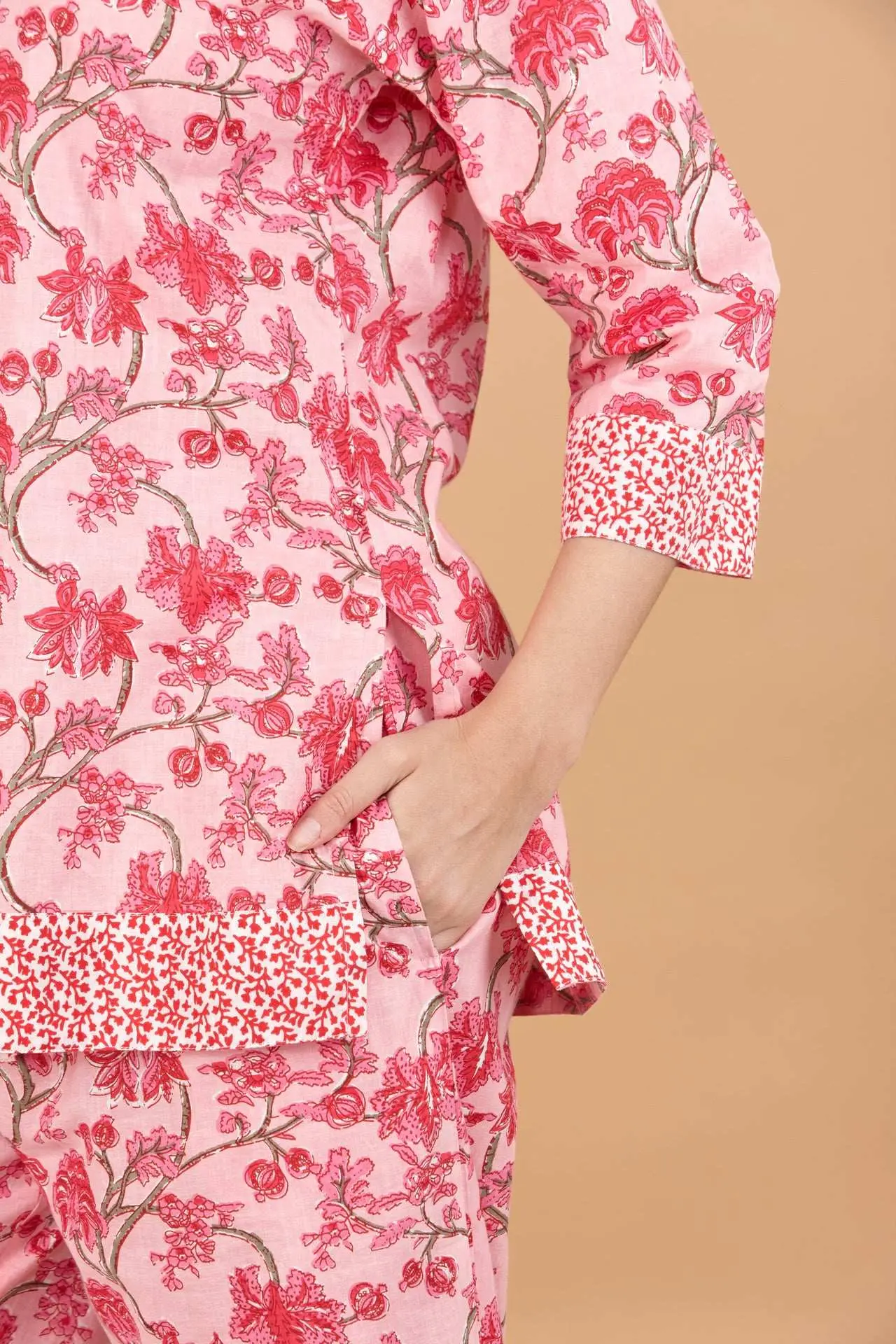 Cherry Blossom Women's Floral Cotton Pyjama Trouser Set - Image 3