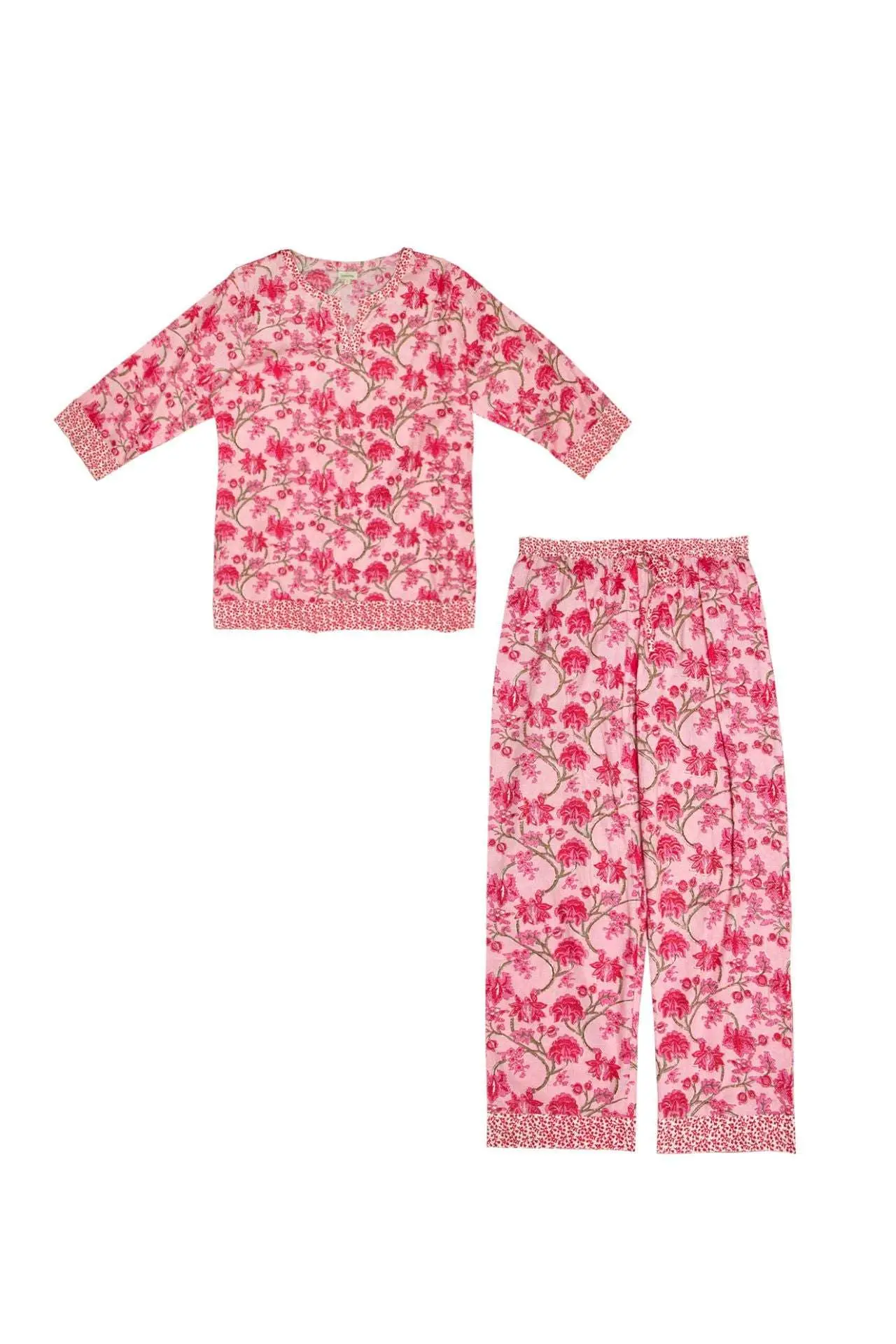 Cherry Blossom Women's Floral Cotton Pyjama Trouser Set - Image 6