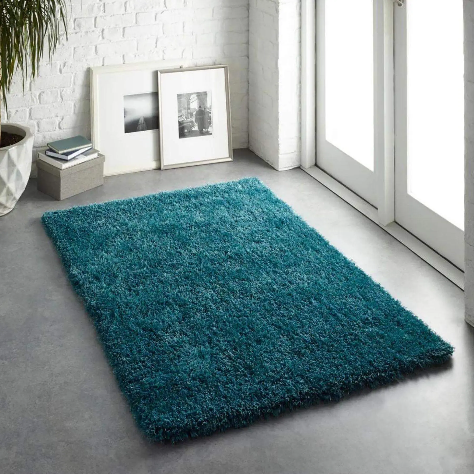 Chicago Dark Teal Shaggy Rug - Image 3