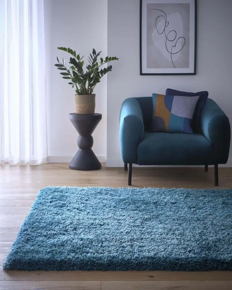 Chicago Dark Teal Shaggy Rug - Image 8