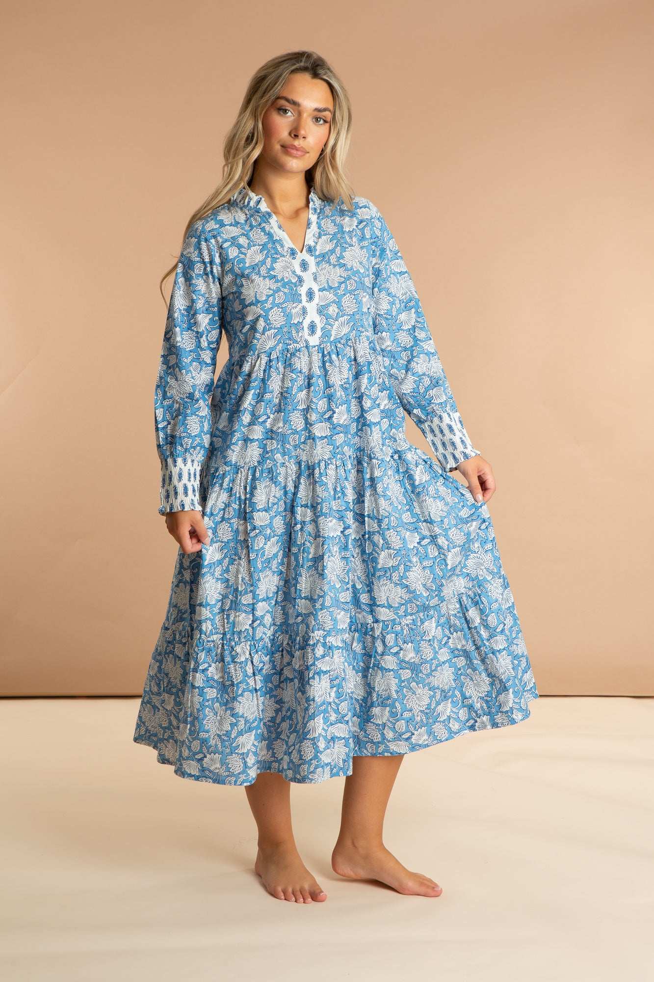 China Blue Paisley Cotton Dress - Image 2