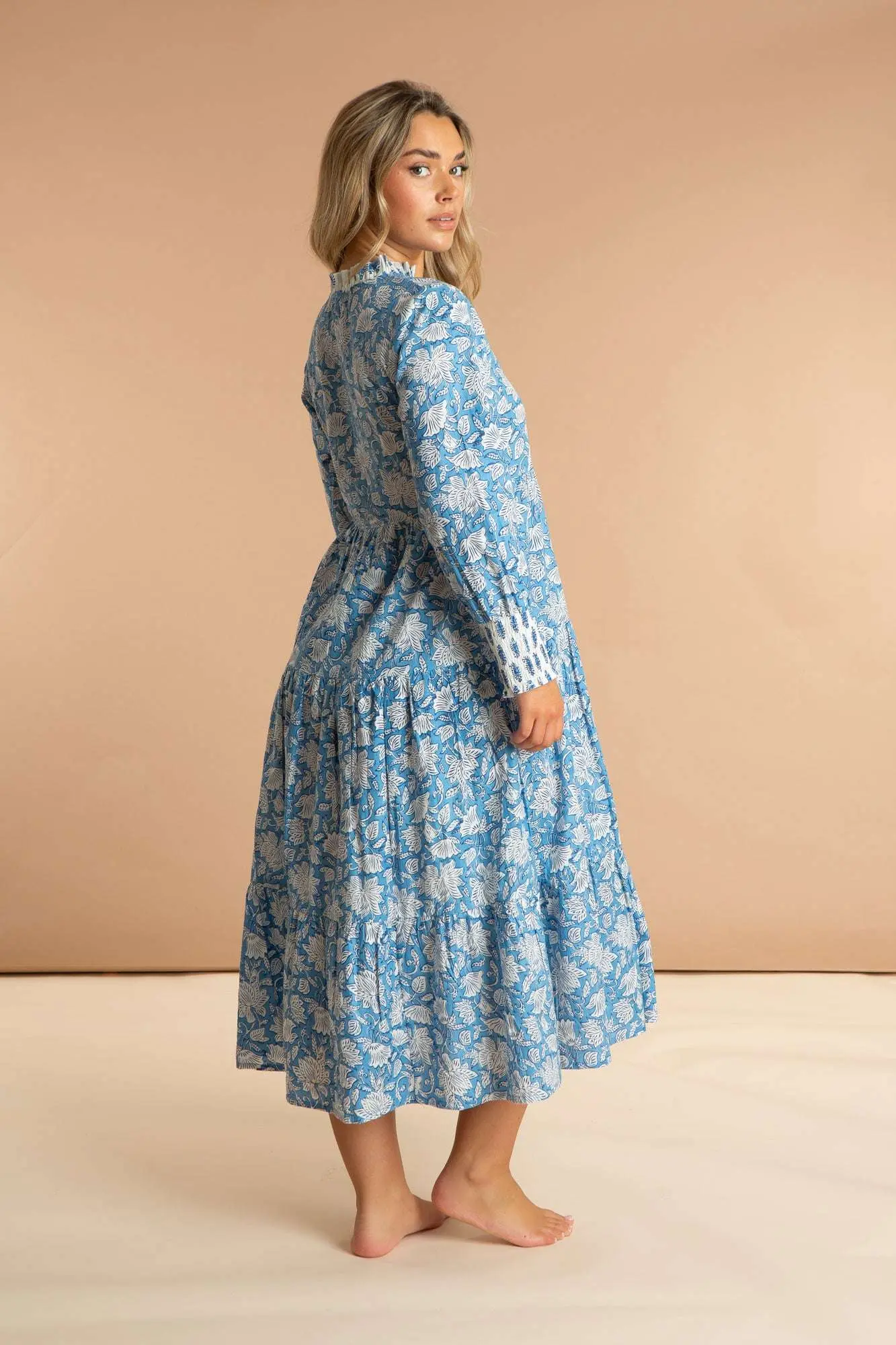 China Blue Paisley Cotton Dress - Image 3