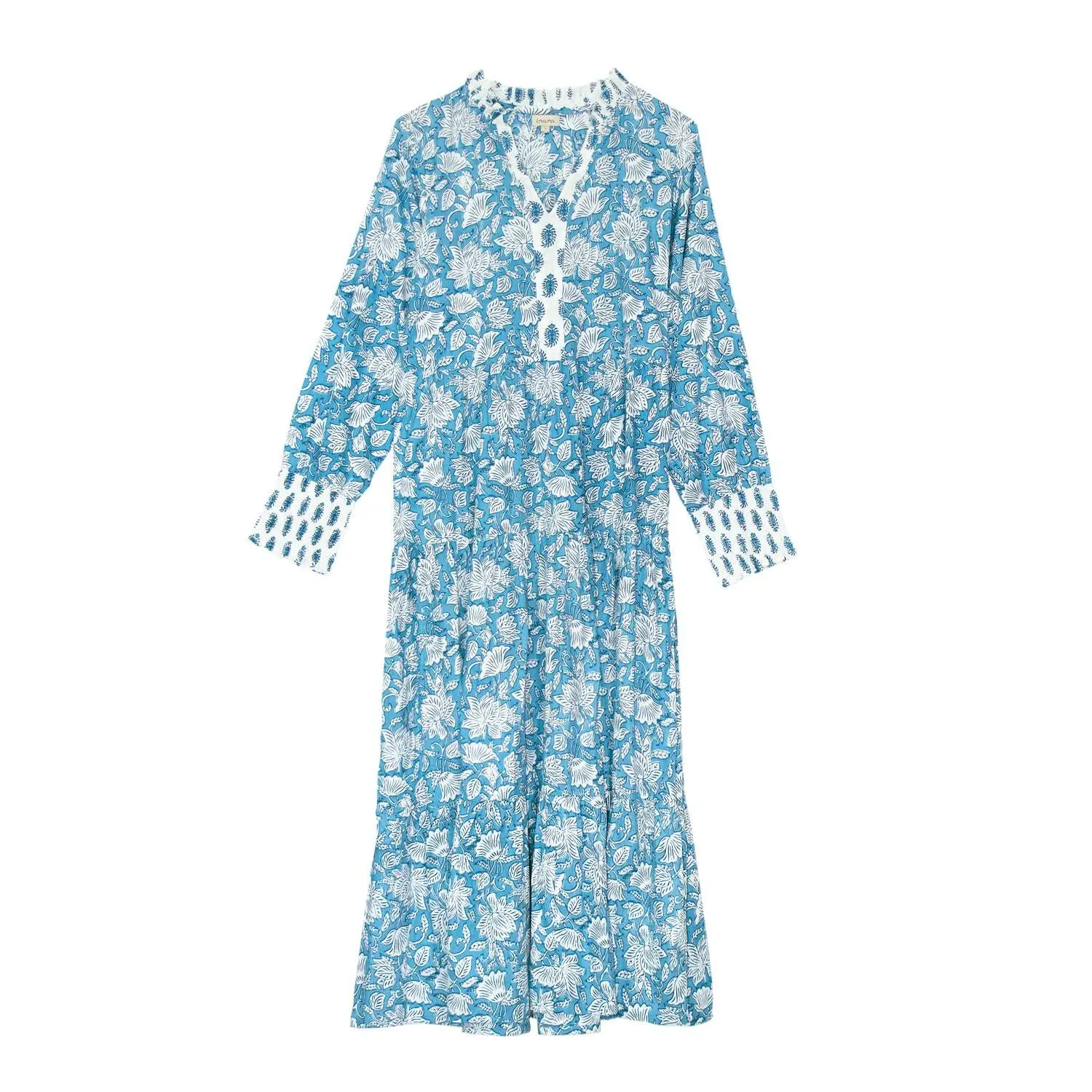 China Blue Paisley Cotton Dress - Image 4