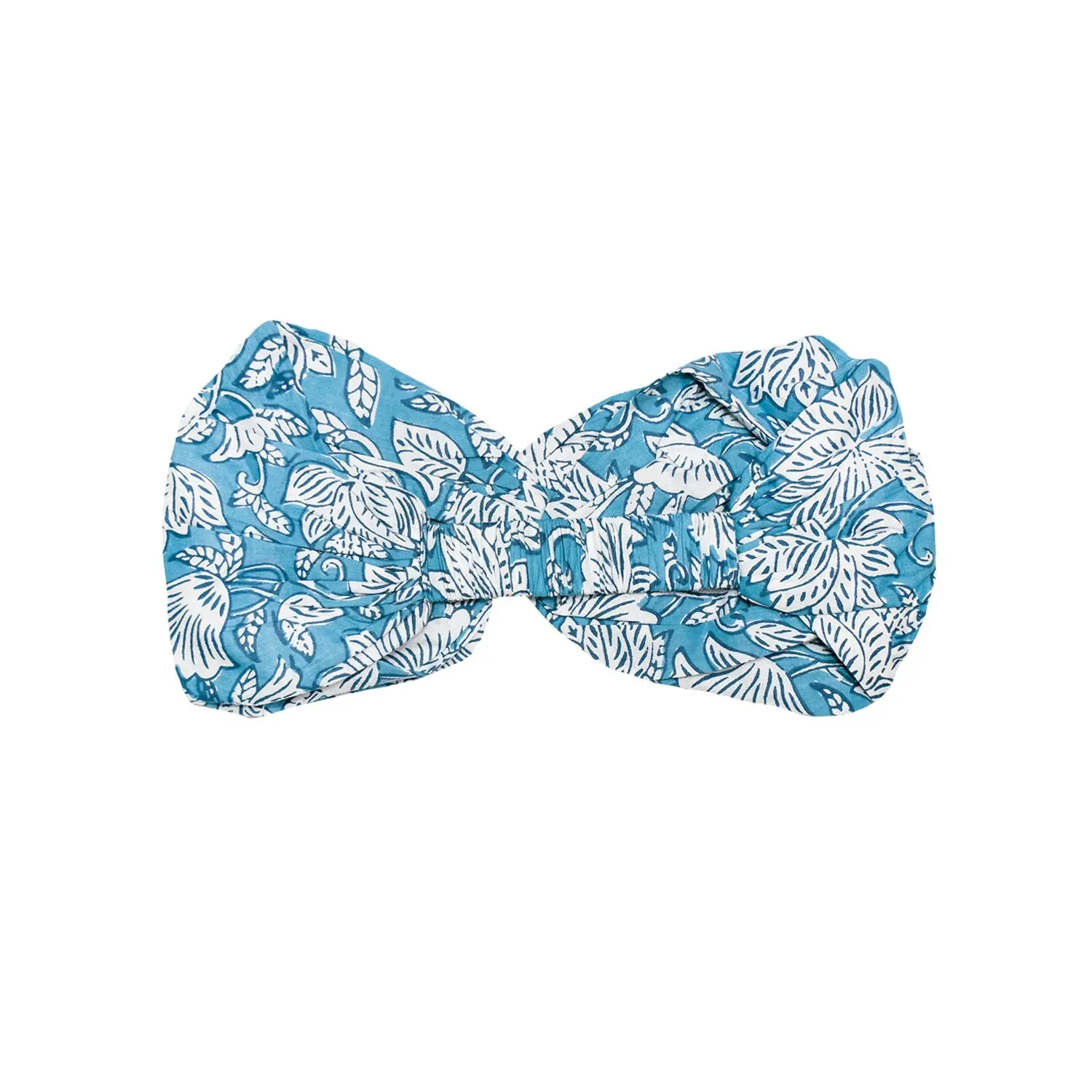 China Blue Paisley Floral Cotton Hair Scarf - Image 3