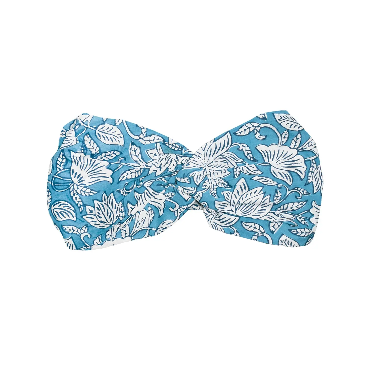 China Blue Paisley Floral Cotton Hair Scarf - Image 4