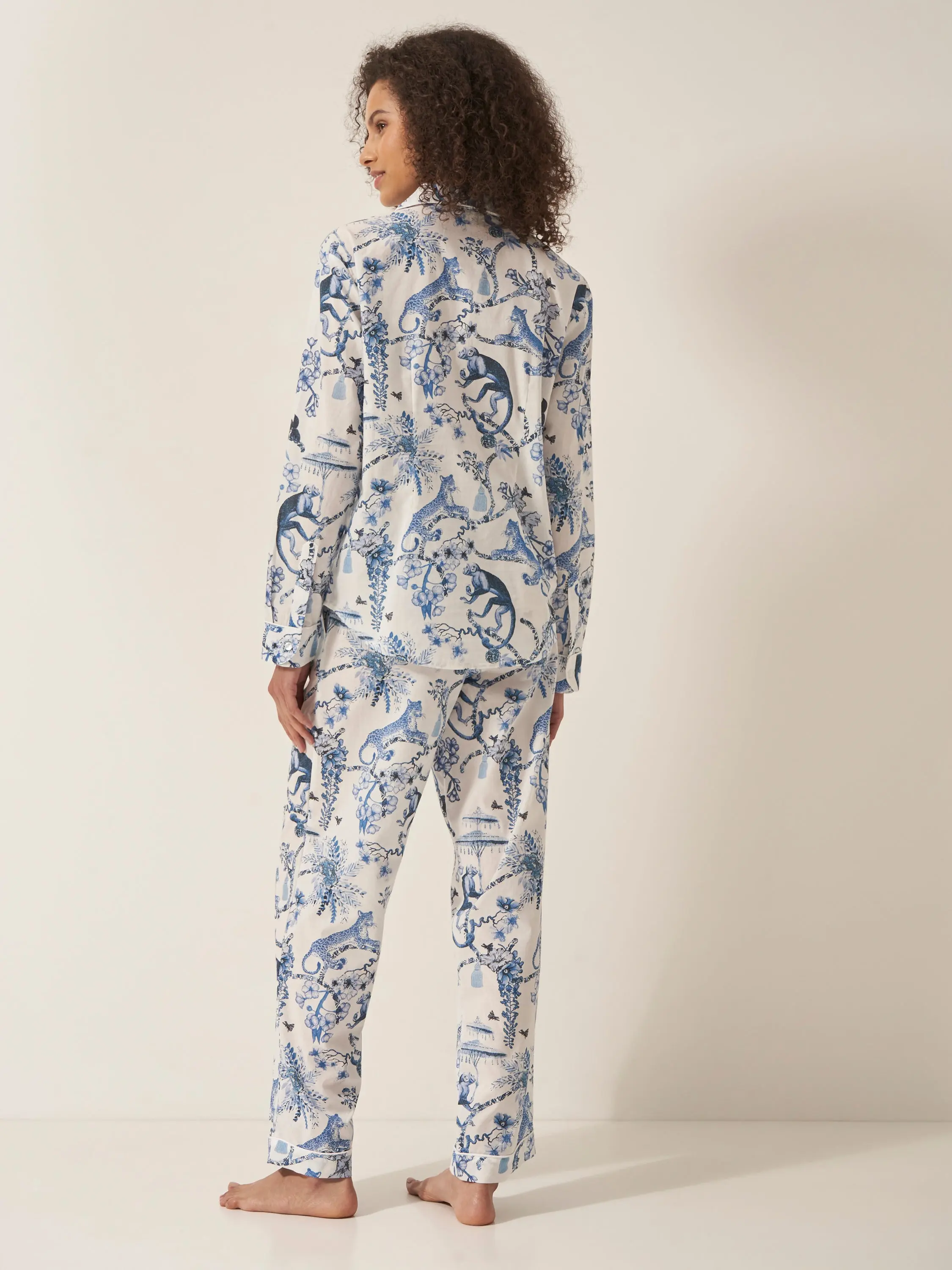 Chinoiserie Whimsy Women's Long Sleeve Organic Cotton Pyjama Trouser Set - Image 4