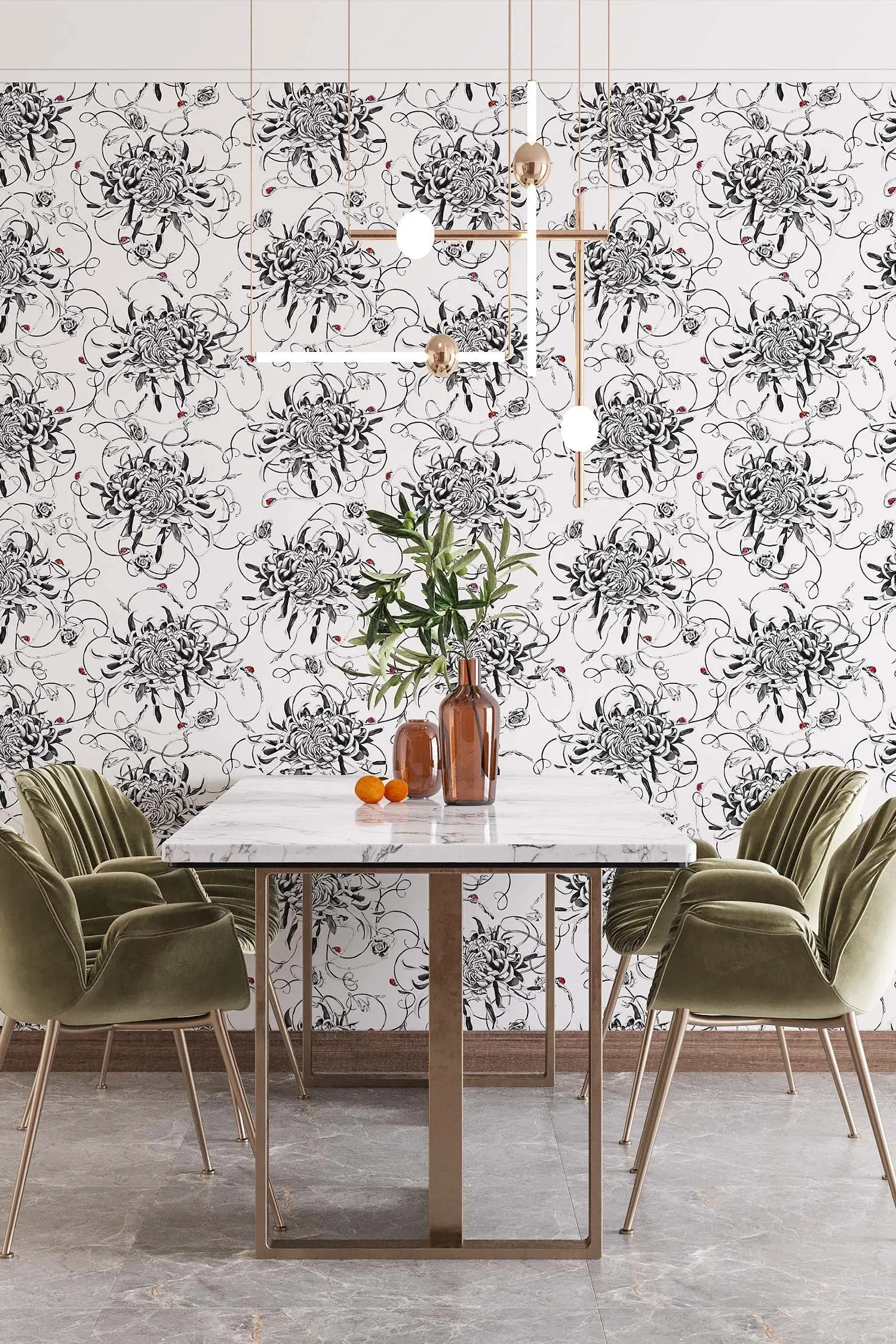Chrysanthemum Wallpaper - White