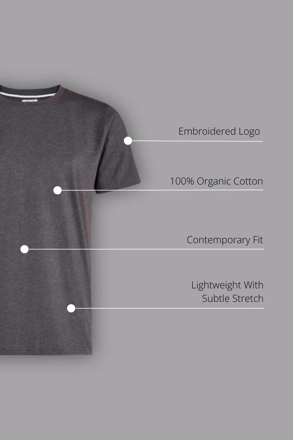 Classic Dark Grey Mens Pyjama T-Shirt - Image 4