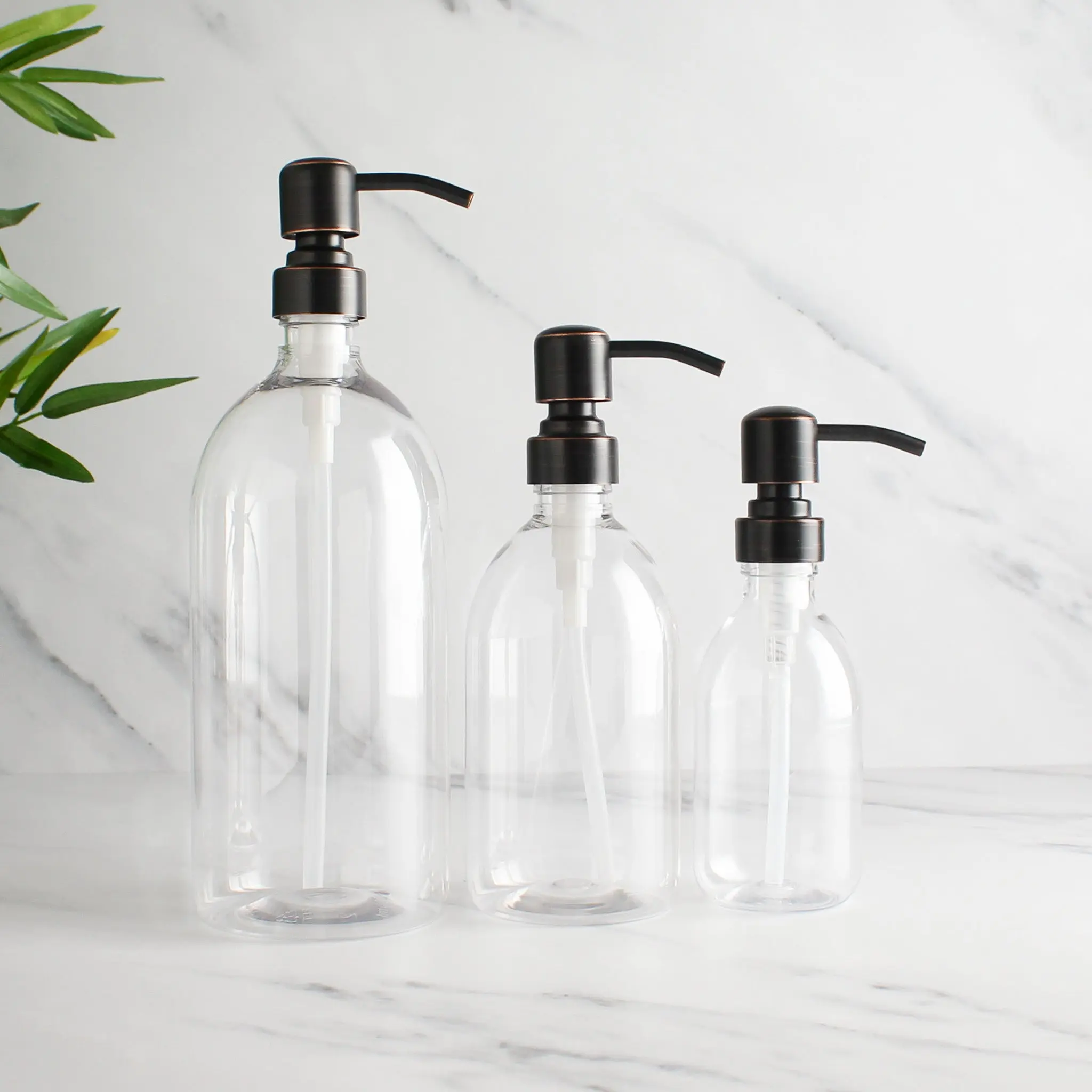Clear Plastic Dispenser Bottle With Black/Copper Pump