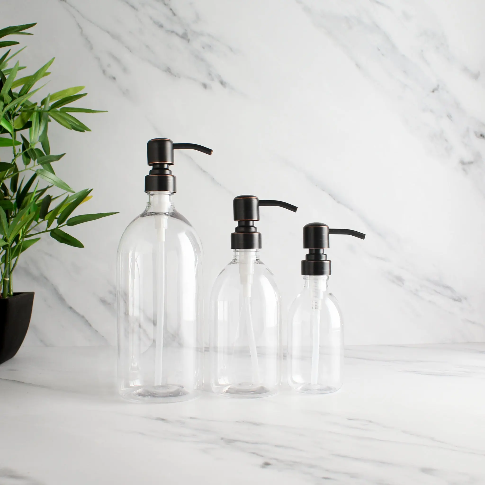 Clear Plastic Dispenser Bottle With Black/Copper Pump - Image 2