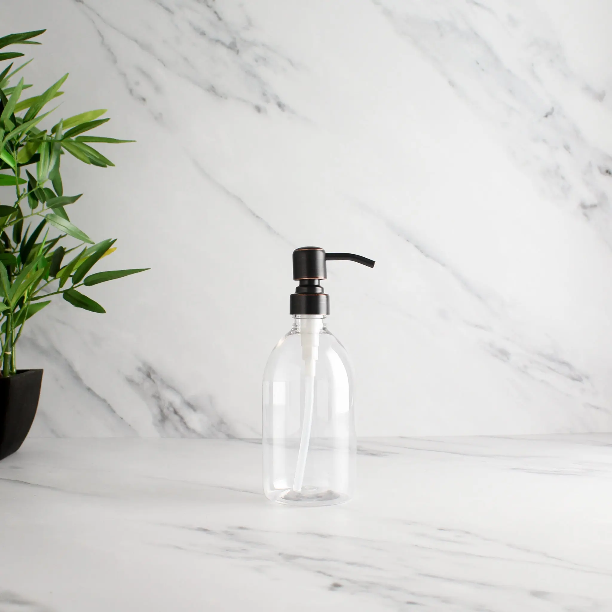 Clear Plastic Dispenser Bottle With Black/Copper Pump - Image 4