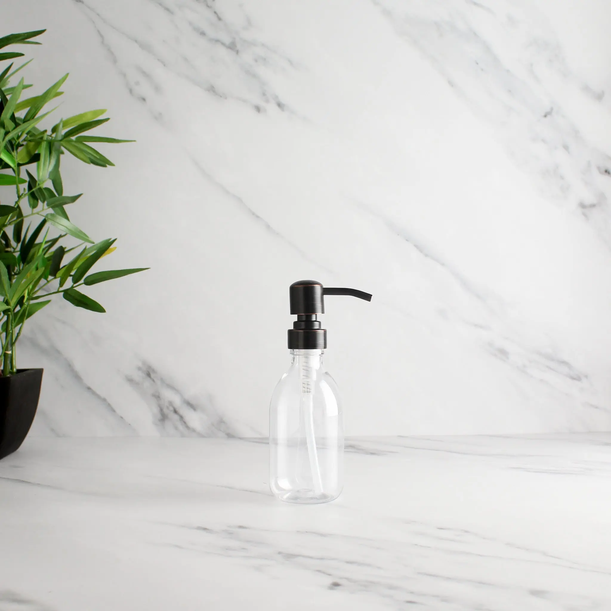 Clear Plastic Dispenser Bottle With Black/Copper Pump - Image 5