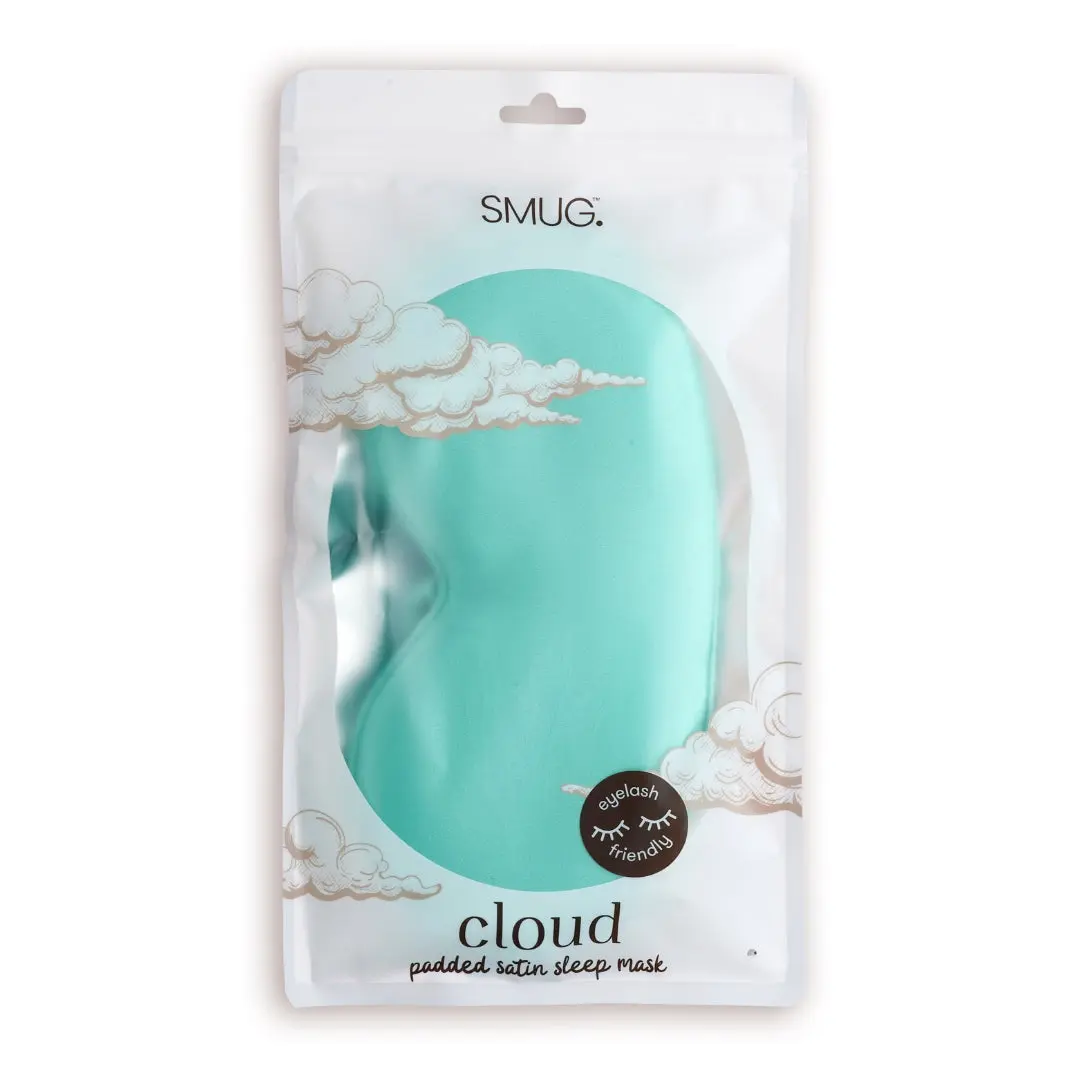Aqua Cloud Padded Satin Sleep Mask - Image 3