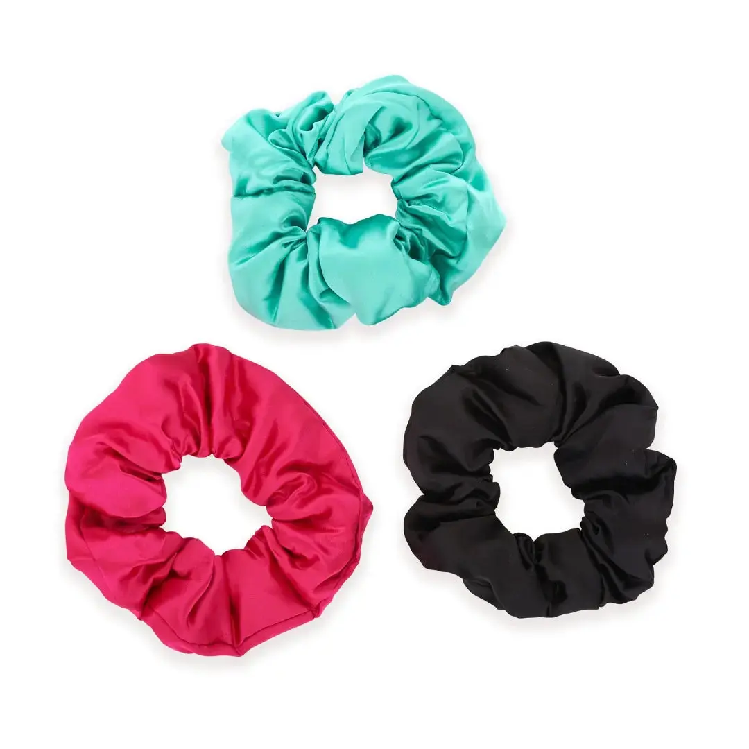 Cloud Satin Hair Scrunchie Set (set of 3) - Aqua Black - Image 3