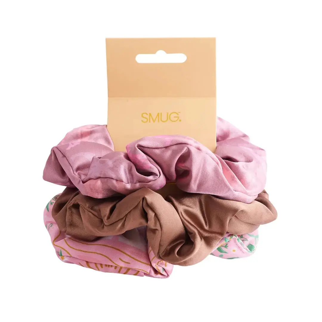 Cloud Satin Hair Scrunchie Set (set of 3) - Mocha Swans - Image 4