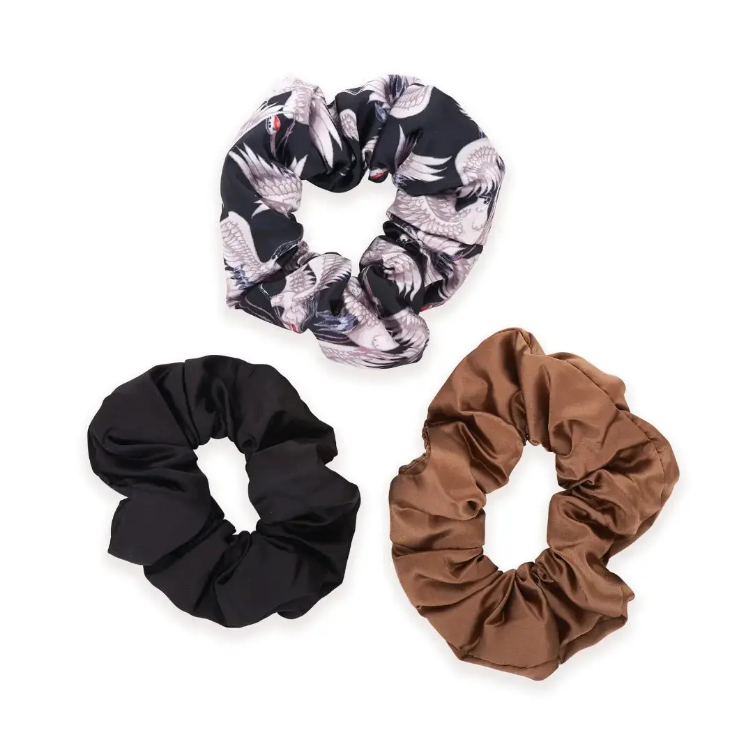 Cloud Satin Hair Scrunchie Set (set of 3) - Moonlit Mocha - Image 3