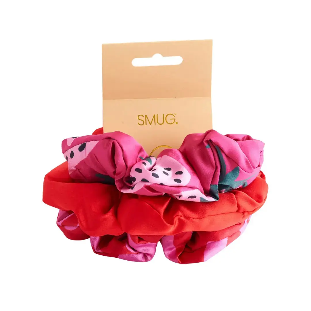Cloud Satin Hair Scrunchie Set (set of 3) - Strawberry Leopard - Image 4