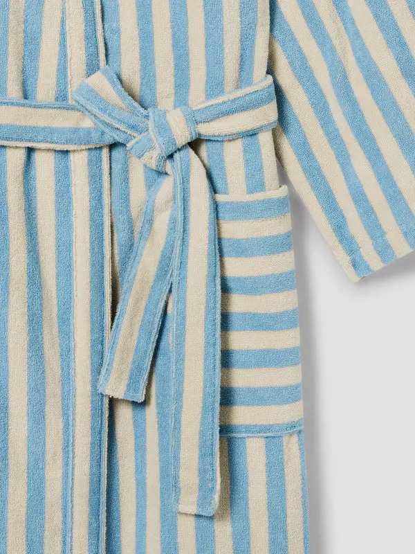 Coastal Blue Pembroke Stripe Cotton Robe - Image 2