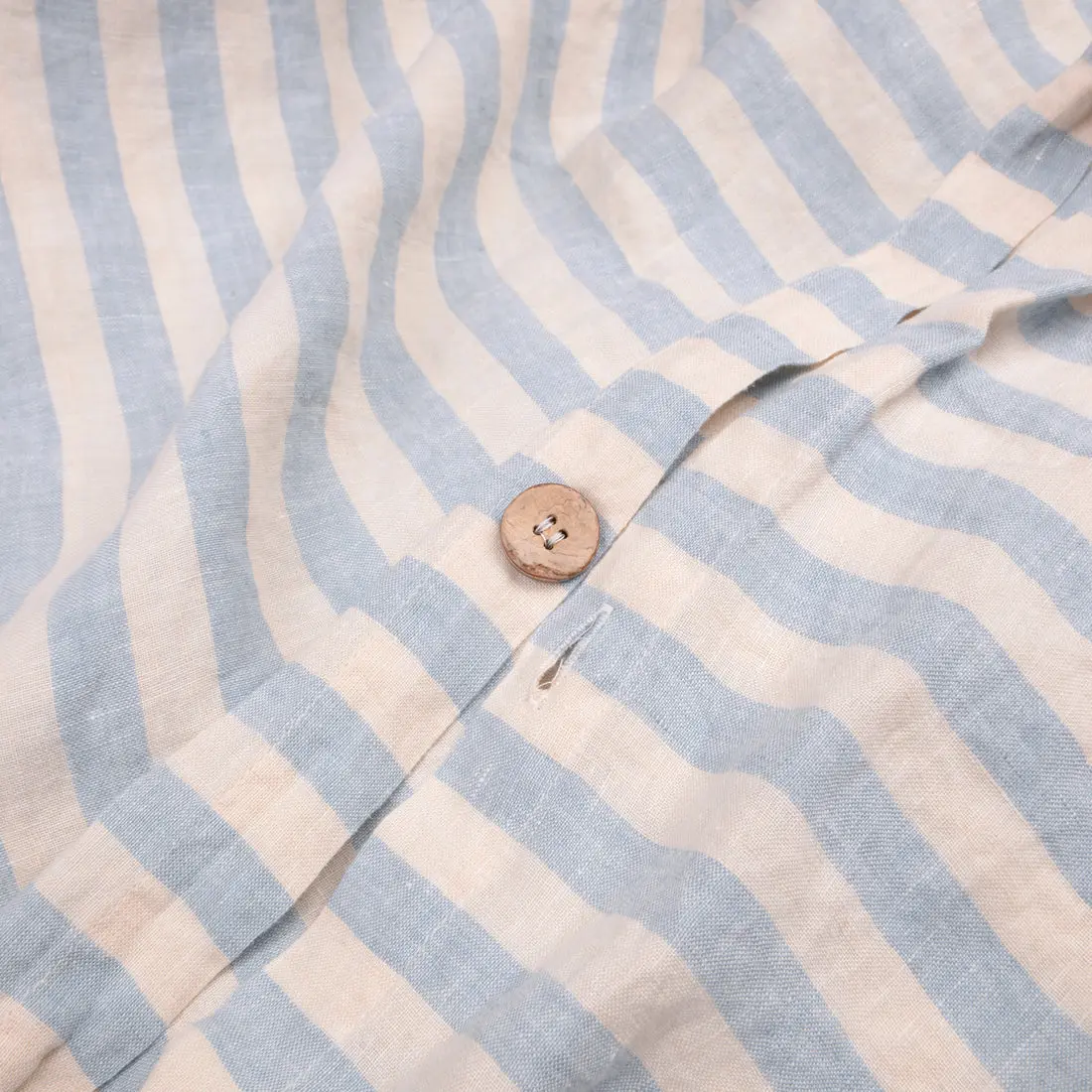 Coastal Blue Pembroke Stripe Linen Blend Duvet Cover - Image 2