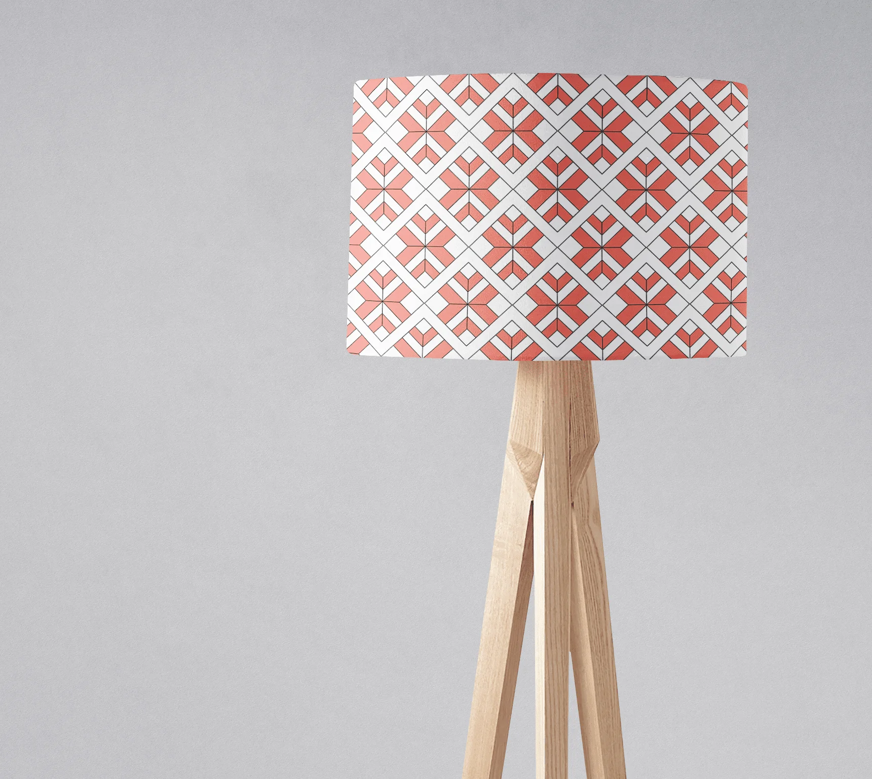 Coral and White Geometric Design Lampshade, Ceiling or Table Lamp Shade