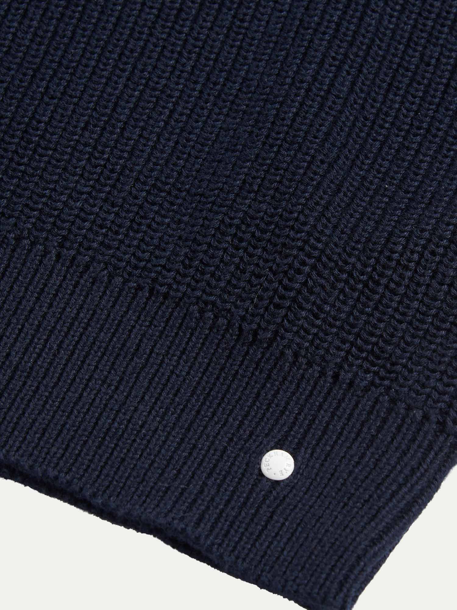Cotton Knit Funnel-Neck Zip Cardigan in Dark Sapphire Navy - Image 8