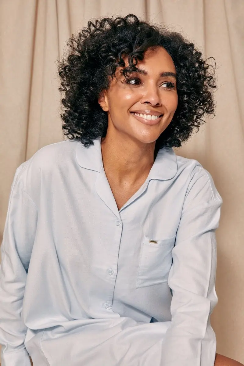 Sky Blue Cotton Modal Relaxed Nightshirt - Image 3