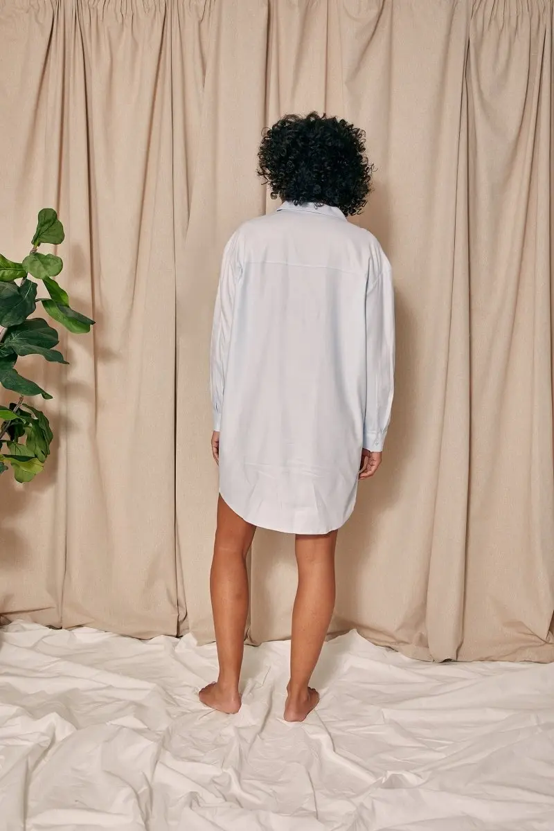 Sky Blue Cotton Modal Relaxed Nightshirt - Image 4