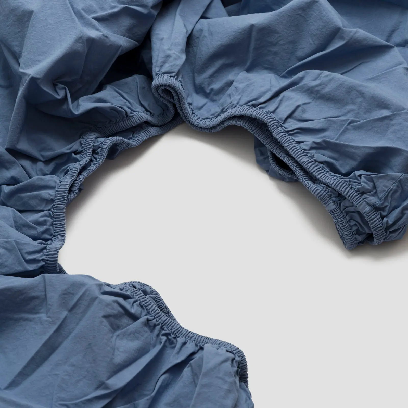 Cove Blue Washed Percale Cotton Fitted Sheet - Image 5