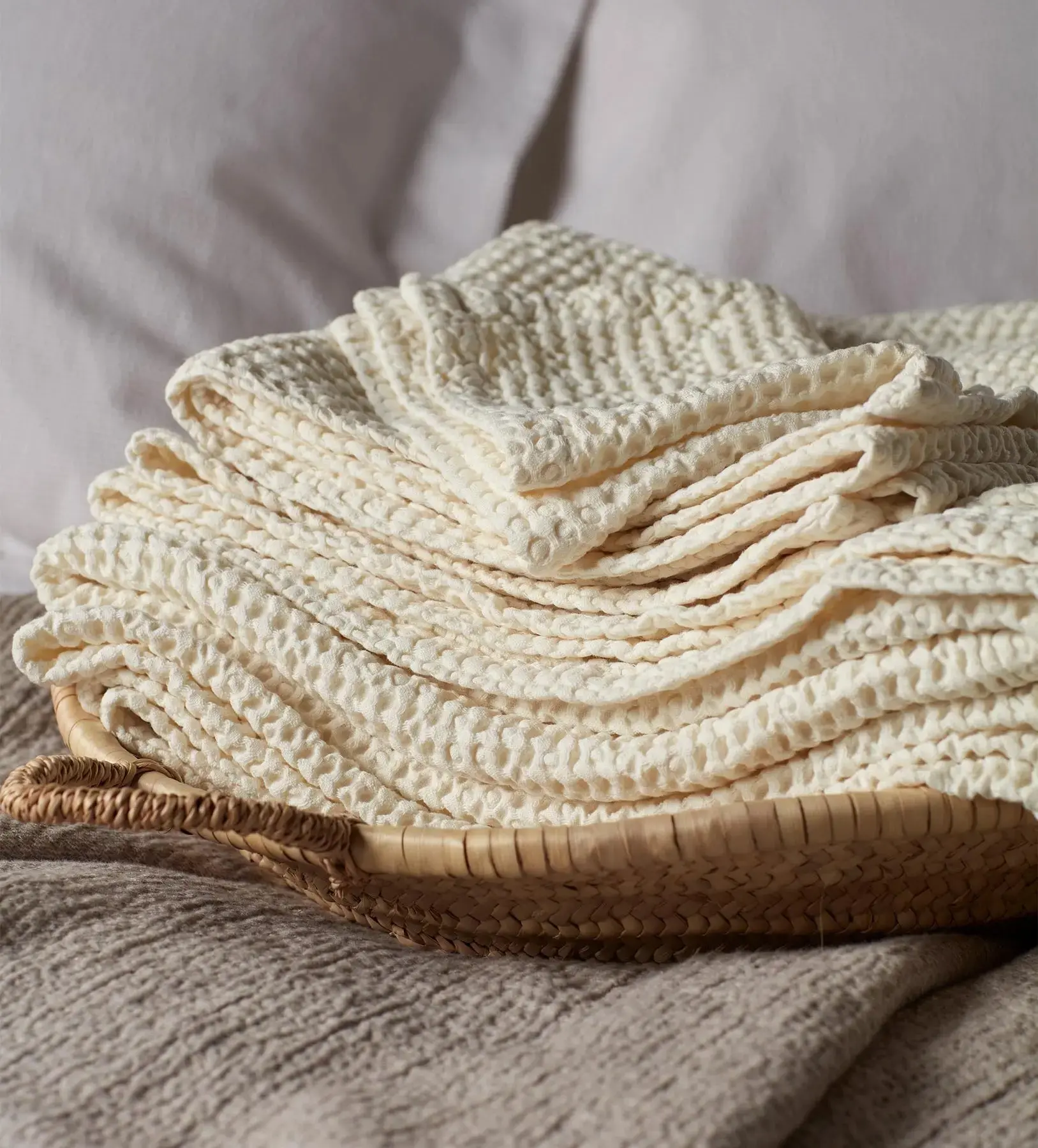 French Blue 100% Cotton Waffle Towels - Image 7