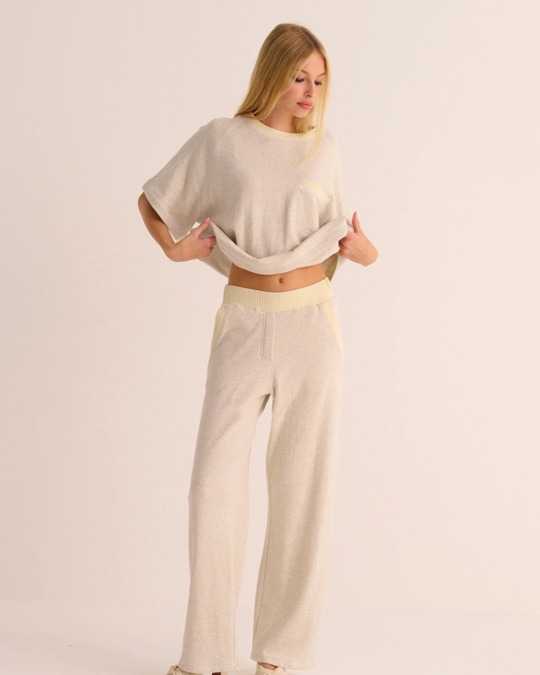 Cream Marl Organic Cotton Sweatshirt and Joggers Set - Image 2