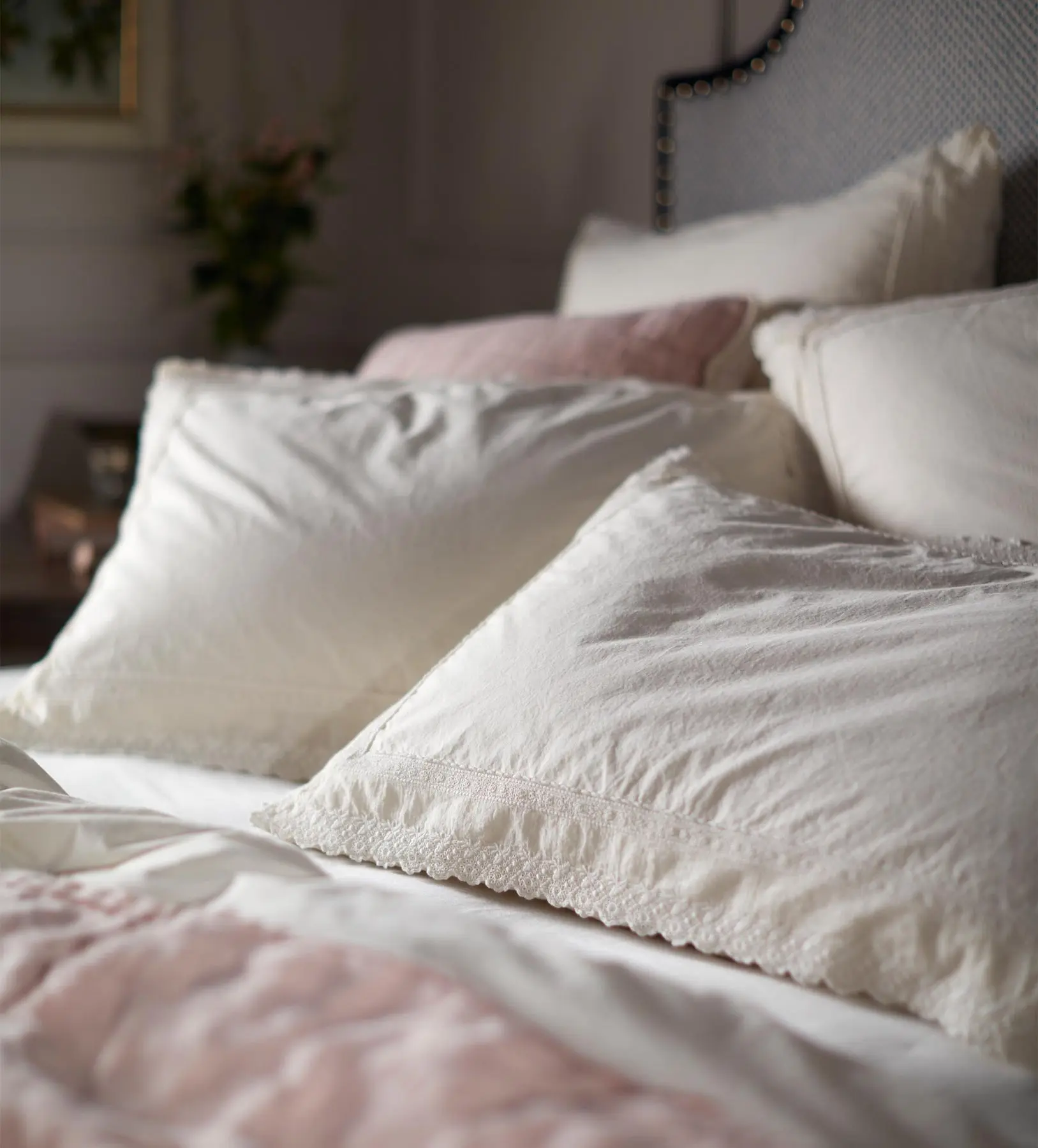 Cream Pia Embroidered 100% Cotton Bed Linen - Image 2