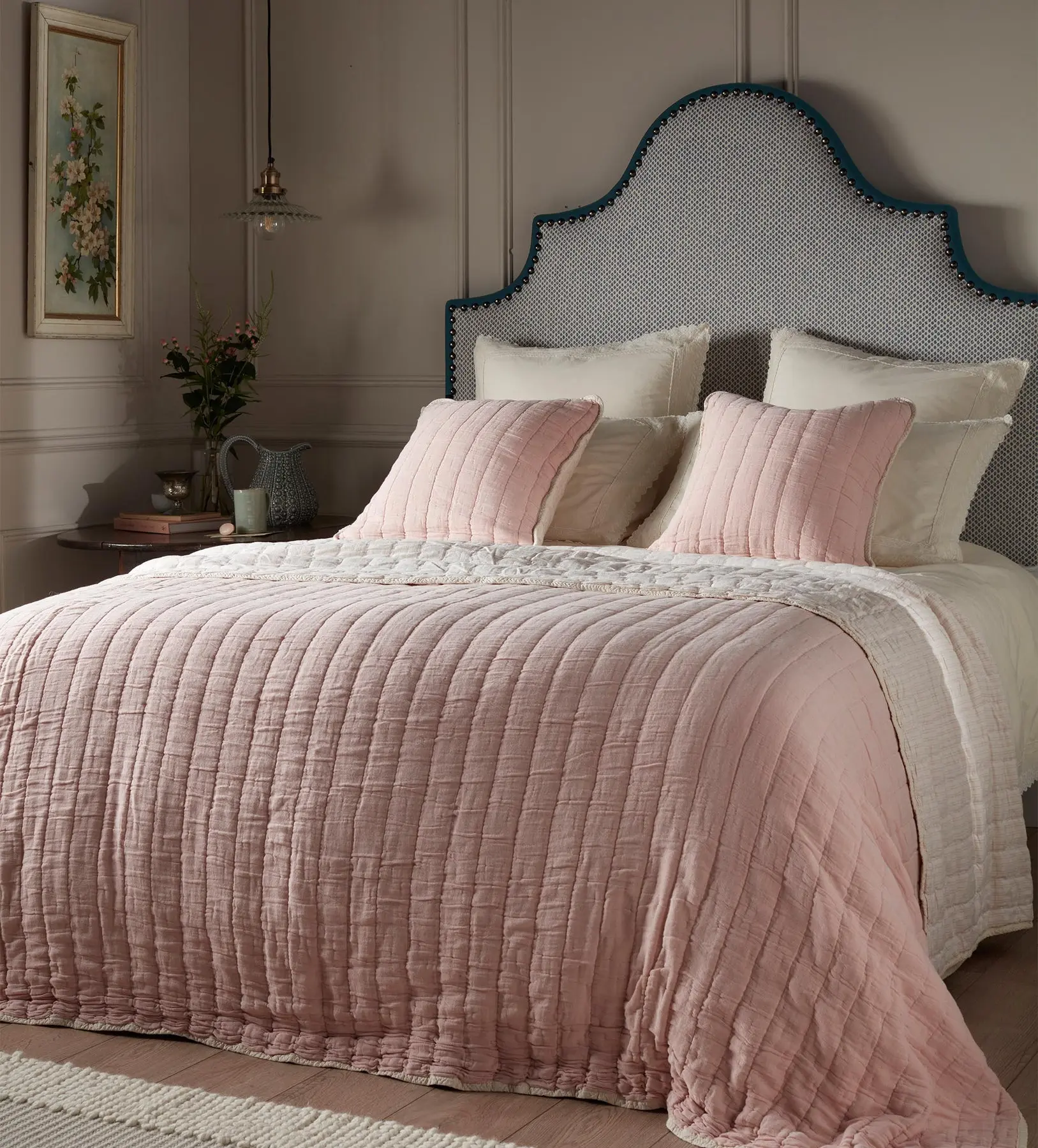 Cream Pia Embroidered 100% Cotton Bed Linen - Image 5